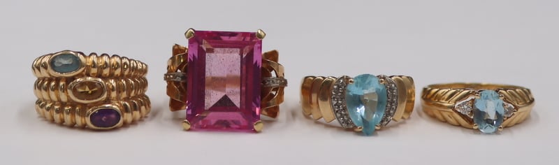 JEWELRY. (4) 18KT AND 14KT GOLD