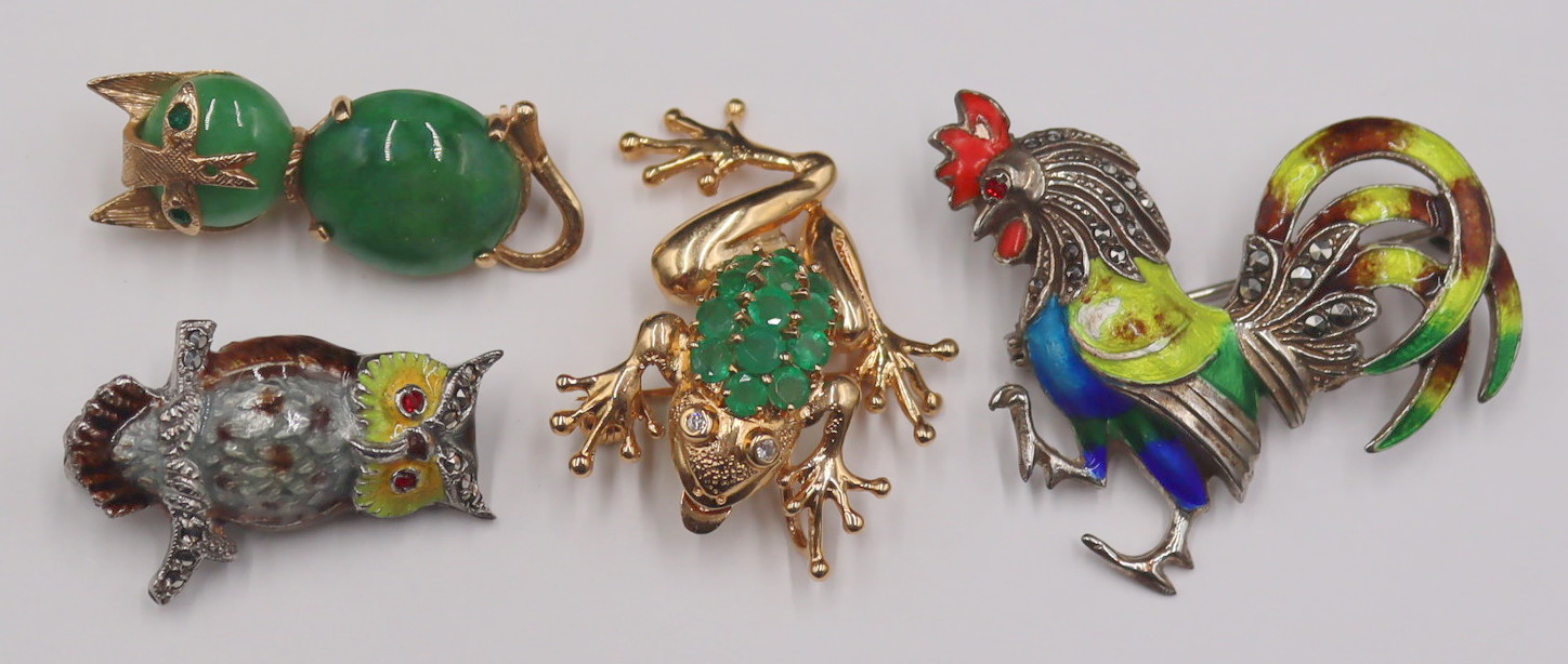 JEWELRY. (4) GOLD AND SILVER ANIMAL