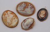 JEWELRY. (4) GOLD MOUNTED CARV