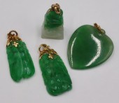 JEWELRY. (4) GOLD MOUNTED JADE