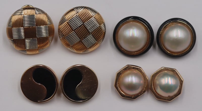 JEWELRY. (4) PAIR OF 14KT GOLD