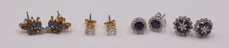 JEWELRY. (4) PR. OF DIAMOND AND