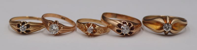 JEWELRY. (5) 18KT AND 14KT GOLD AND