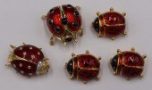 JEWELRY. (5) 18KT GOLD AND ENA