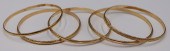 JEWELRY. (5) 18KT GOLD BANGLE