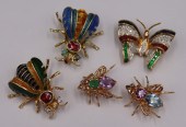 JEWELRY. (5) ASSORTED 14KT GOL