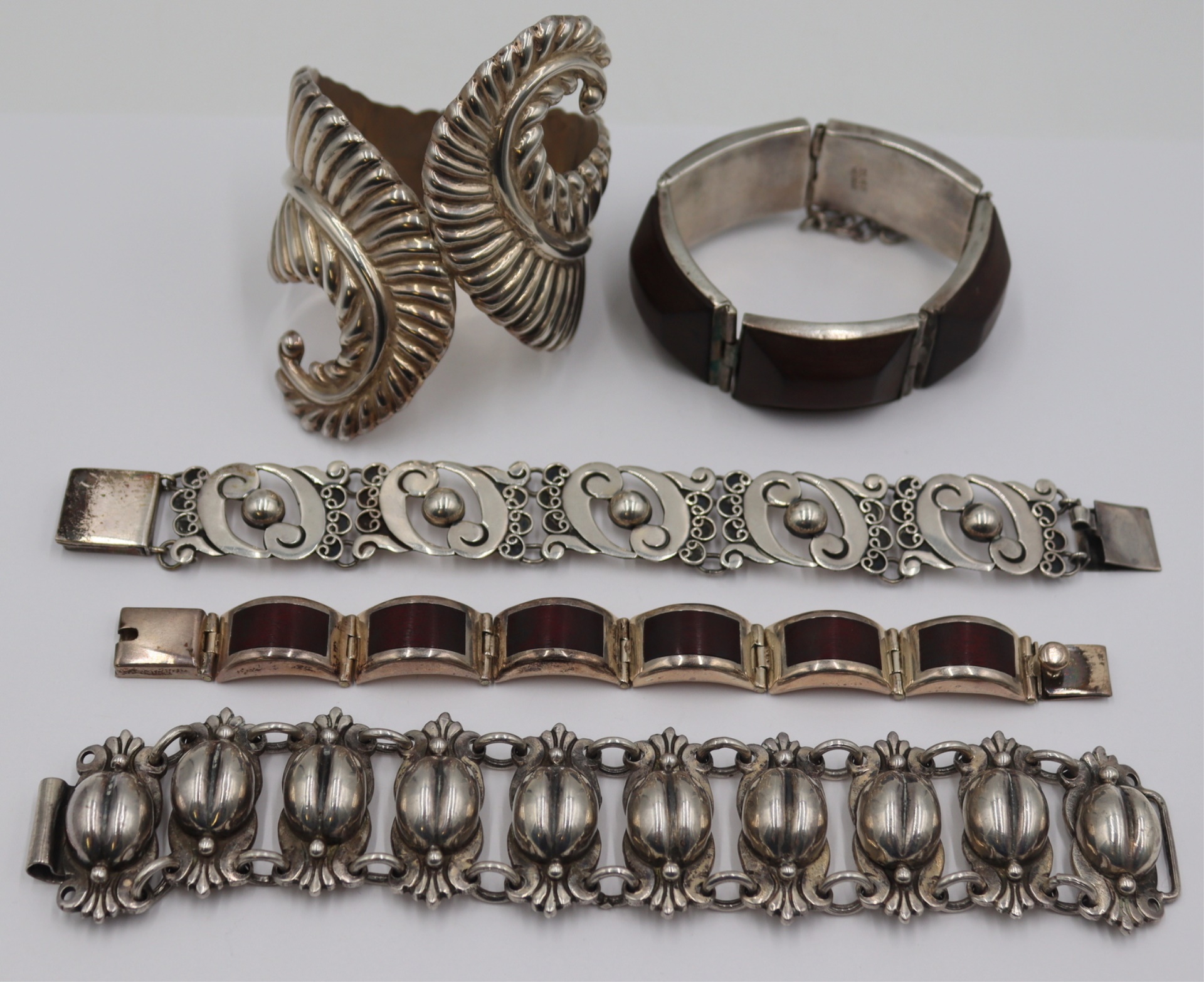 JEWELRY. (5) MEXICAN STERLING