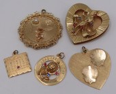 JEWELRY. (5) VINTAGE 14KT GOLD