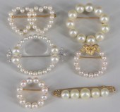 JEWELRY. (6) 14KT GOLD AND PEA