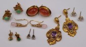JEWELRY. (7) PAIRS OF 18KT AND
