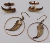 JEWELRY. 9CT GOLD MOUNTED TIGE
