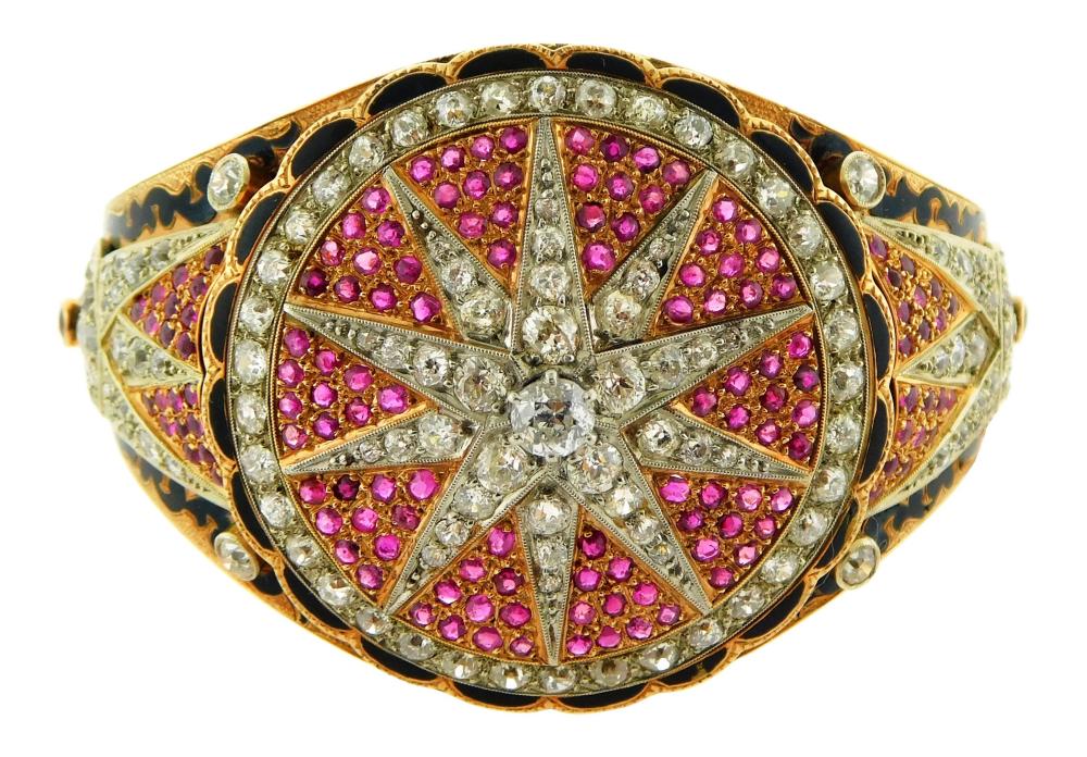 JEWELRY: ANTIQUE 14K DIAMOND AND