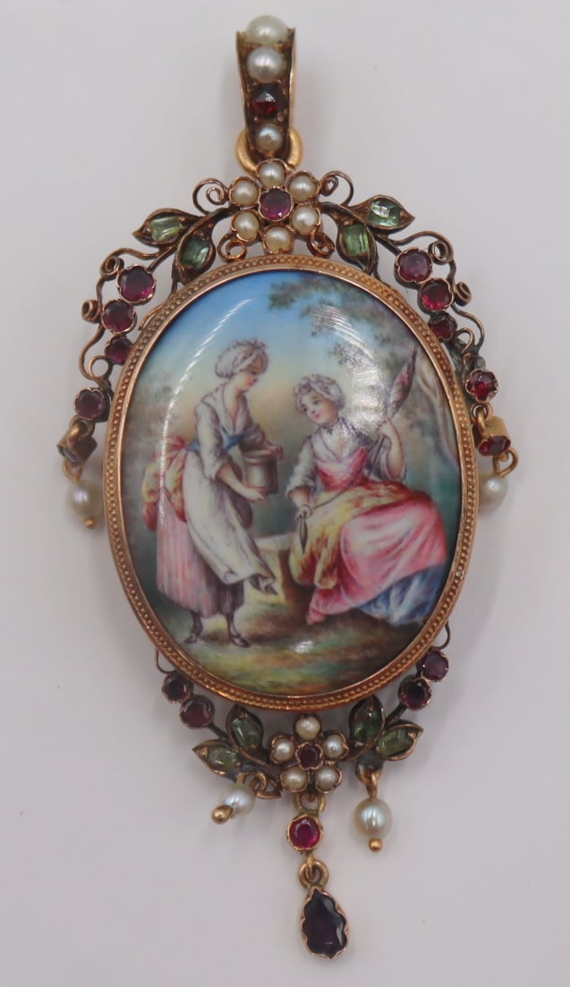 JEWELRY. ANTIQUE CONTINENTAL ENAMEL