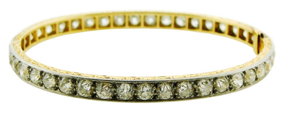 JEWELRY: ANTIQUE DIAMOND BANGLE,