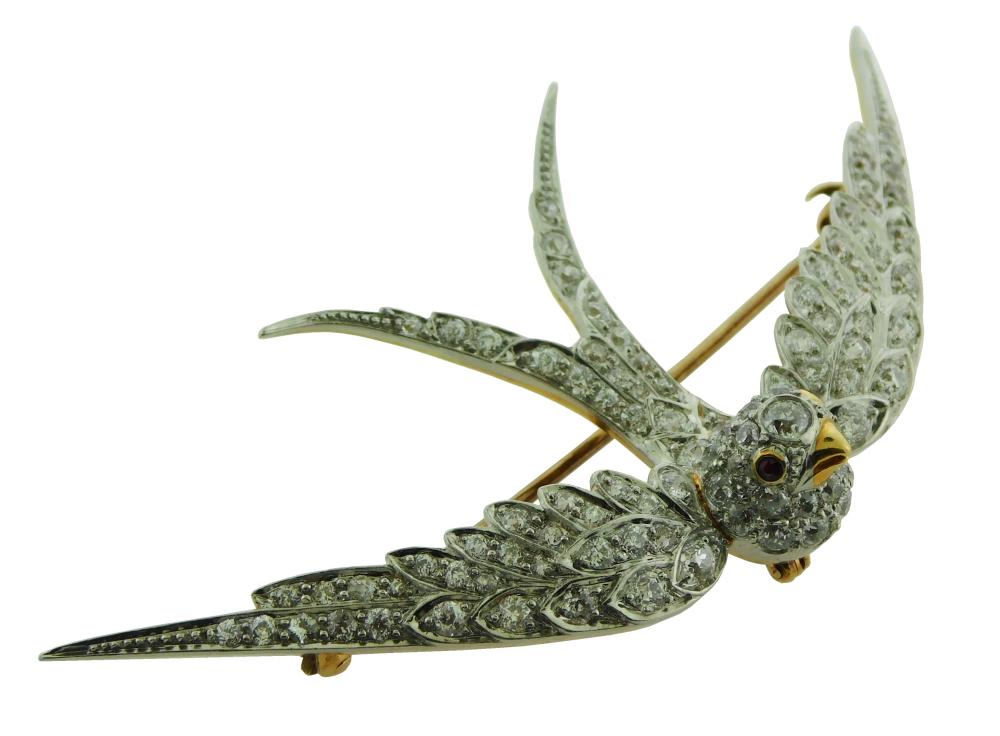 JEWELRY: ANTIQUE DIAMOND BIRD