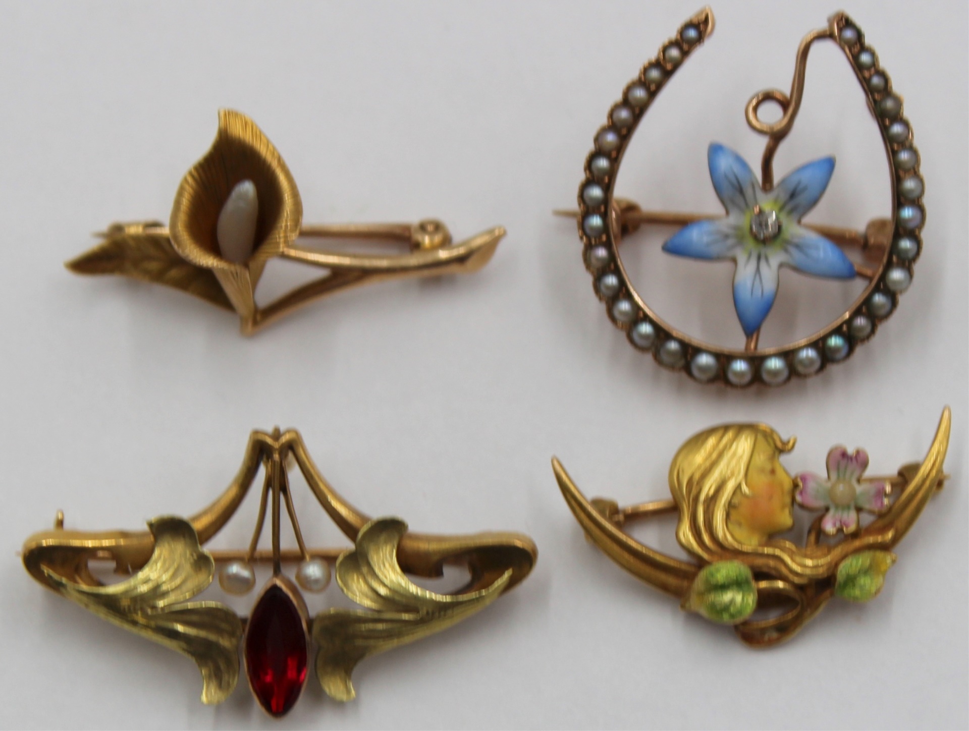 JEWELRY. ANTIQUE GROUPING OF 14KT