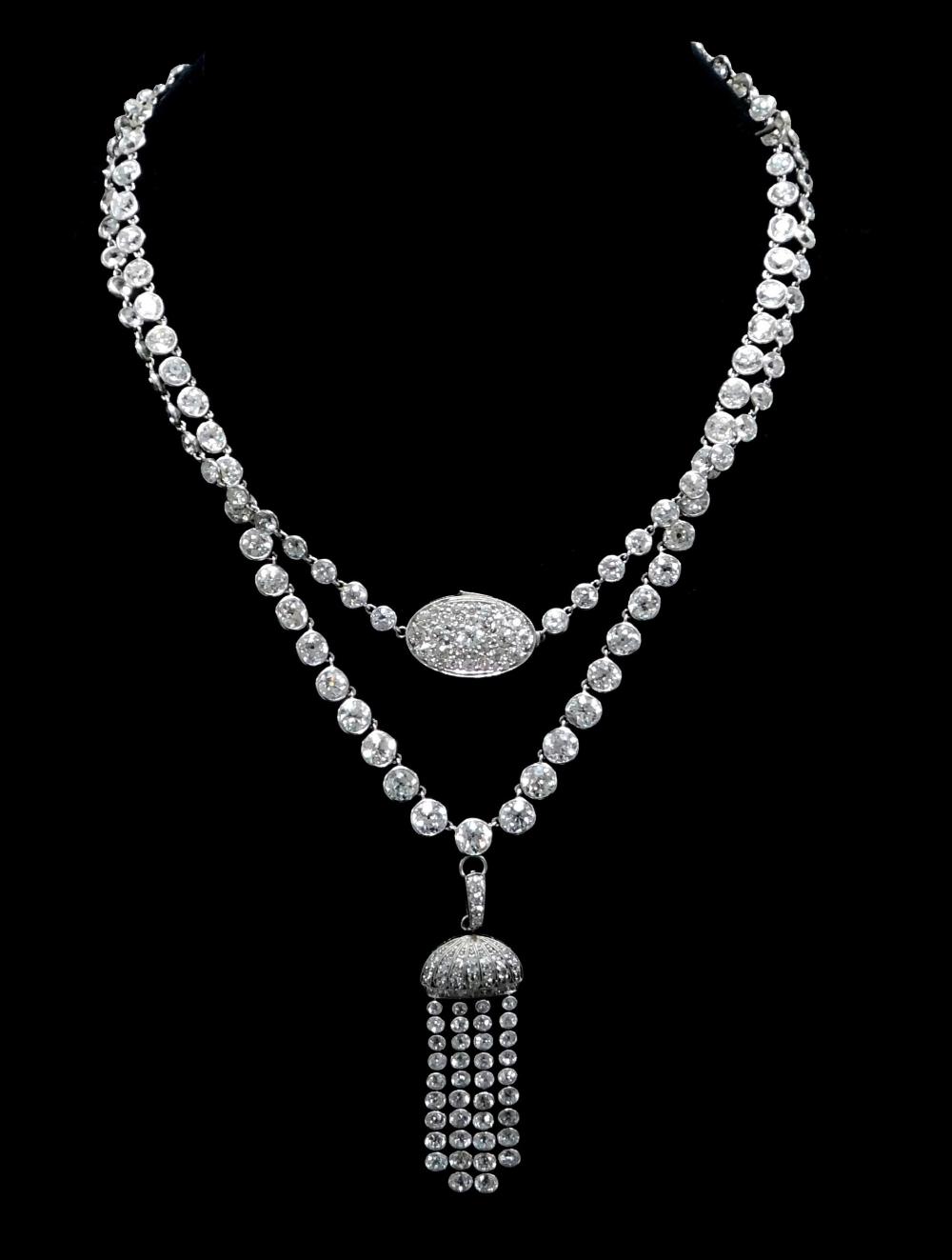 JEWELRY: ART DECO DIAMOND TASSEL