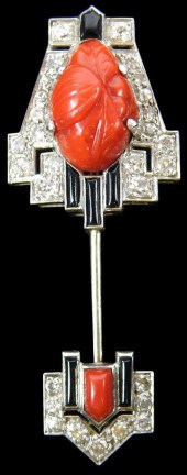 JEWELRY: ART DECO JABOT PIN, T