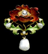 JEWELRY: ART NOUVEAU 14K ENAME