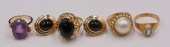 JEWELRY. ASSORTED 14KT GOLD RI