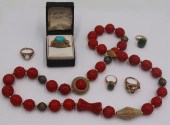 JEWELRY. ASSORTED GOLD, SILVER