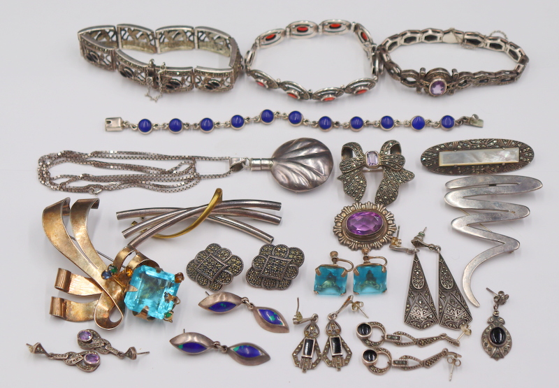 JEWELRY. ASSORTED STERLING