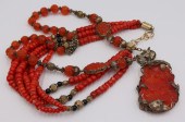 JEWELRY. CHINESE CARVED CARNEL