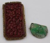 JEWELRY. CINNABAR AND JADE JEW