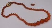JEWELRY. CORAL, 18KT GOLD, AND