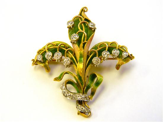 JEWELRY: Diamond enamel Calla Lilly