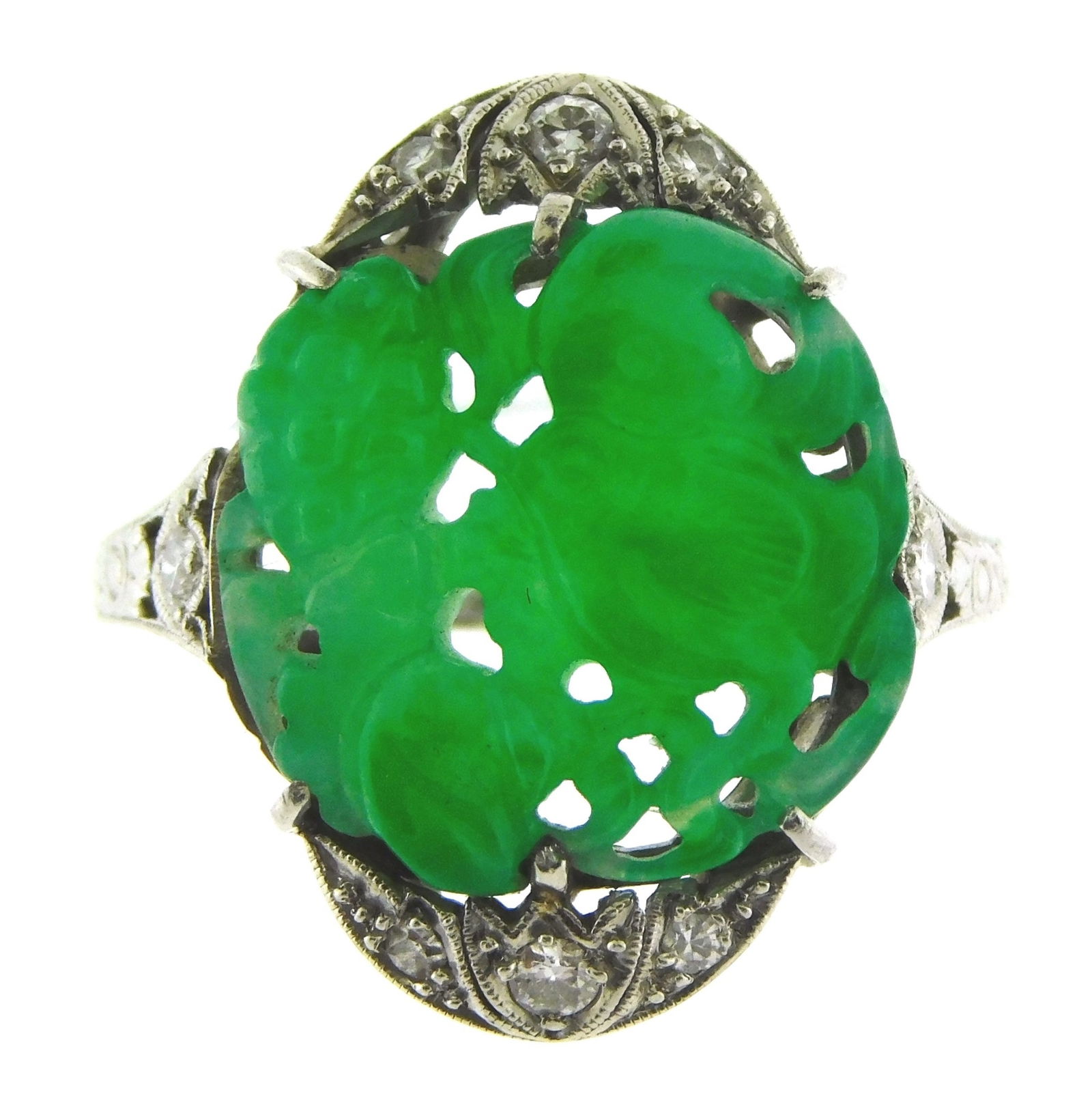 JEWELRY: EDWARDIAN JADE AND DIAMOND