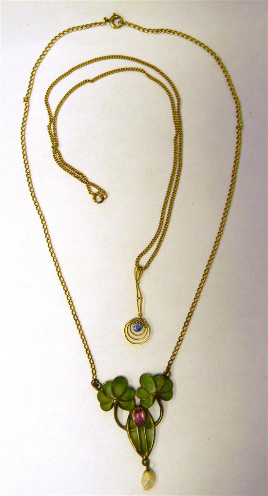 JEWELRY: Enameled amethyst and
