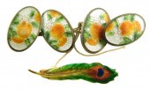 JEWELRY: ENAMELED PIN AND CUFF