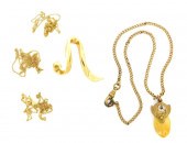 JEWELRY: FIVE GOLD PIECES: 14K