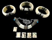 JEWELRY: FIVE IVORY, BONE AND