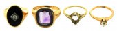 JEWELRY: FOUR GOLD RINGS: ONE