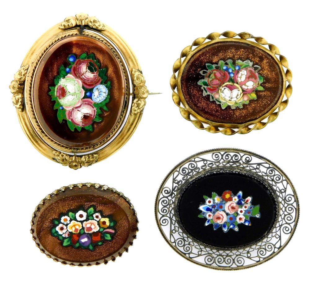 JEWELRY: FOUR MICRO MOSAIC AND
