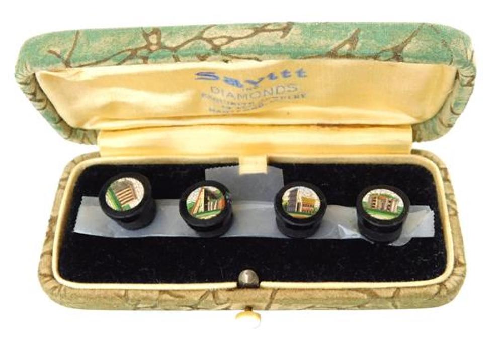 JEWELRY: FOUR MICROMOSAIC BUTTONS