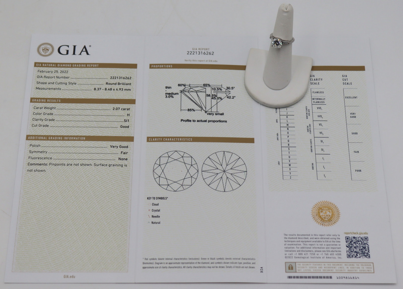 JEWELRY. GIA 2.07 RBC DIAMOND,
