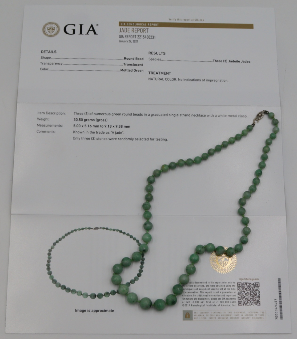 JEWELRY. GIA NATURAL UNTREATED