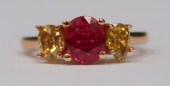 JEWELRY. GIA RUBY AND YELLOW D