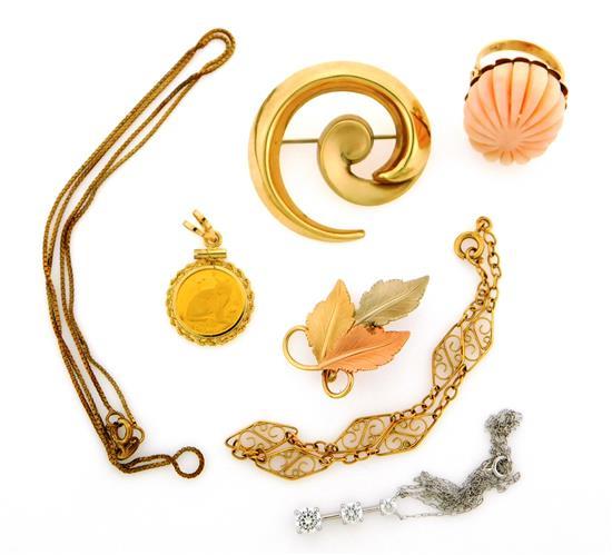 JEWELRY: GOLD JEWELRY, 14K AND