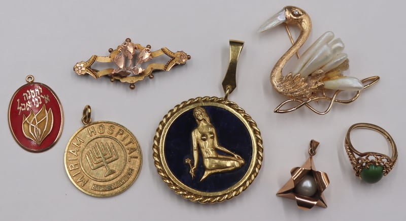 JEWELRY. GROUPING OF 14KT GOLD
