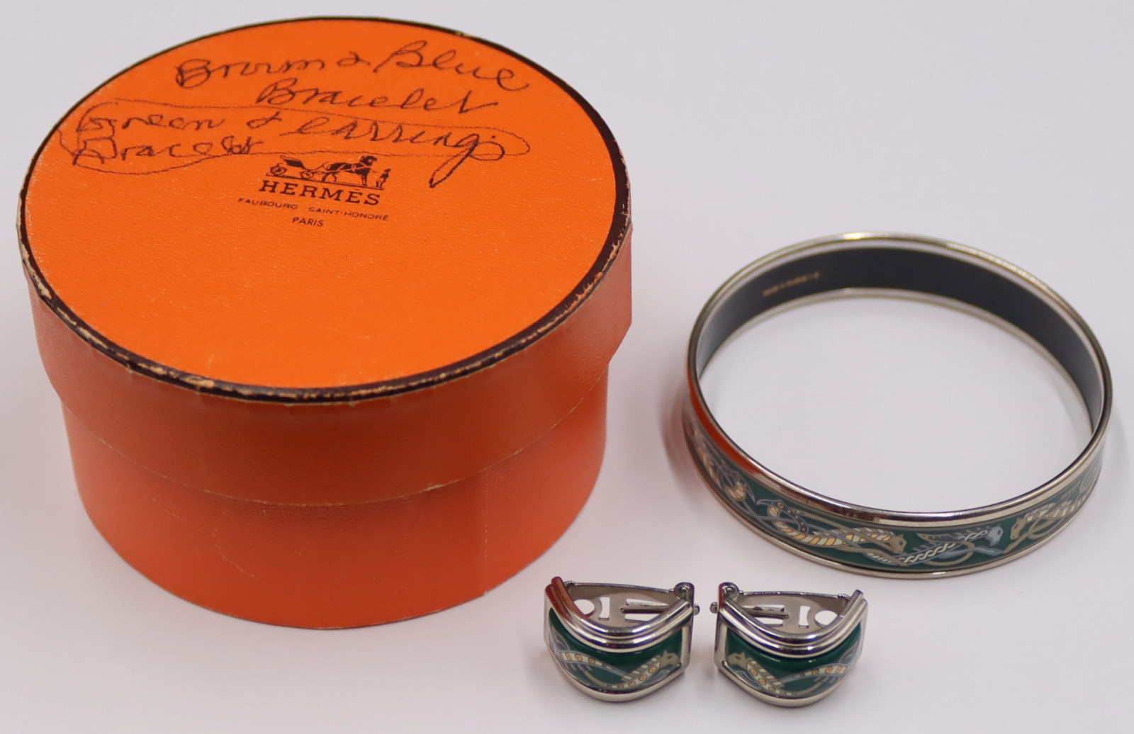 JEWELRY. HERMES GREEN ENAMEL