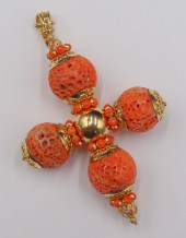 JEWELRY. LG 18KT GOLD AND SPON