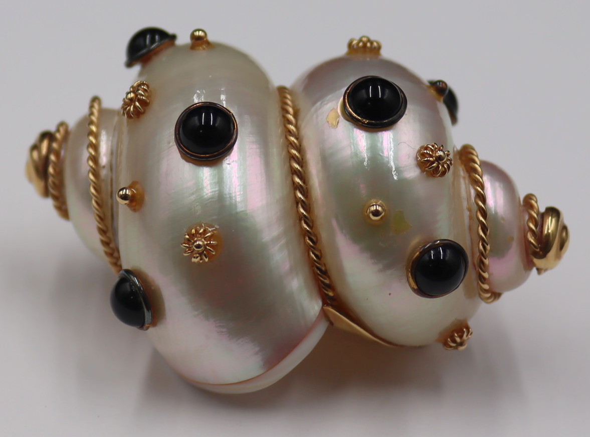 JEWELRY. MAZ 14KT GOLD, SHELL AND