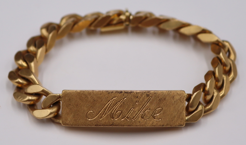 JEWELRY. MEN'S ITALIAN 18KT GOLD ID
