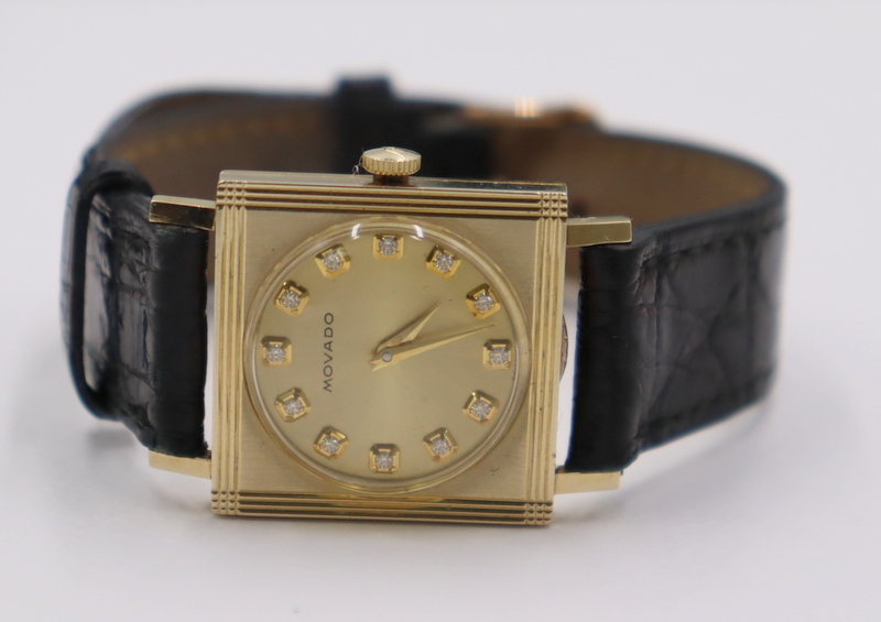 JEWELRY. MOVADO 14KT GOLD DIAMOND