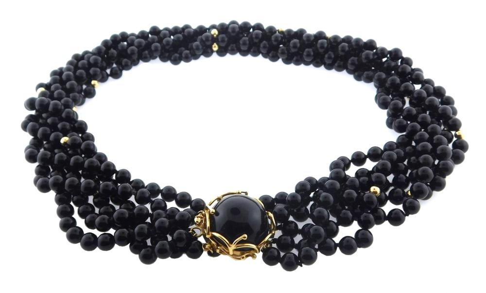 JEWELRY: MULTI-STRAND ONYX AND GOLD