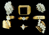 JEWELRY: NINE 14K CUBIC ZIRCON
